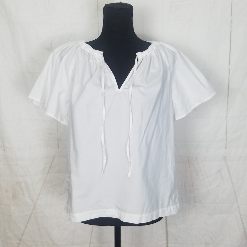 J crew  reimagined white tie neck top